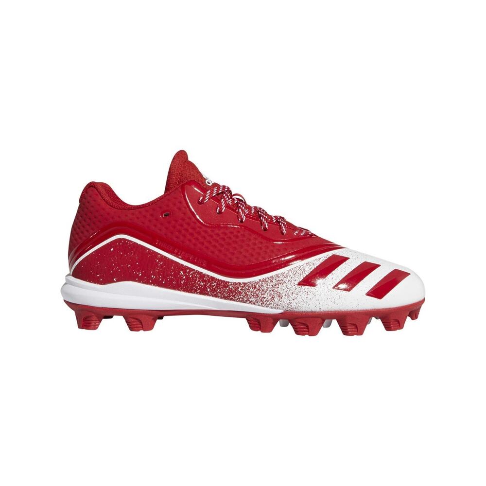 ADIDAS MENS ICON V MD BASEBALL SHOES POWERRED/WHITE 11.5